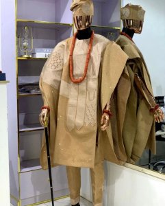 Rose gold Aso oke Agbada