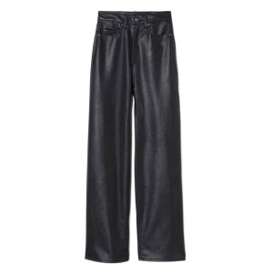 SWD 5 pocket baggy Leather Pant - Black